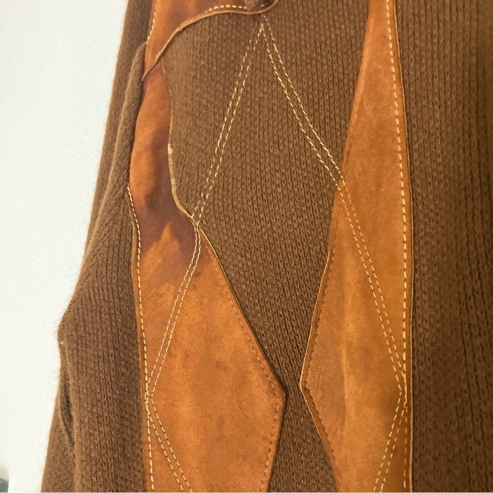 Vintage brown diamond virgin Orlon acrylic zip up cardigan size M - Picture 6 of 16